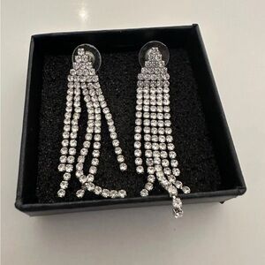 Earrings rhinestone dressy classy earrings new Silver Tassel Earrings